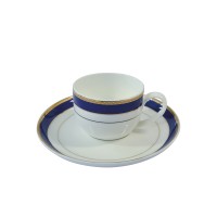 Xícara de Café com Borda Azul Filete Dourado Diam.6 Alt.4,5cm 70ml 