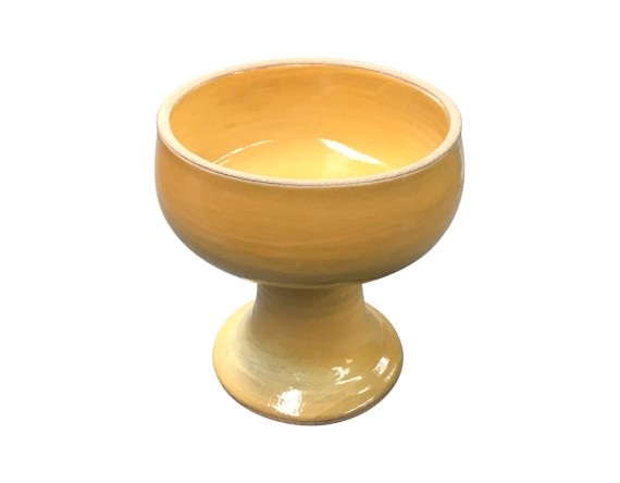 Molheira com Pé Cerâmica Amarela Diam.14.5 Alt.15cm 550ml