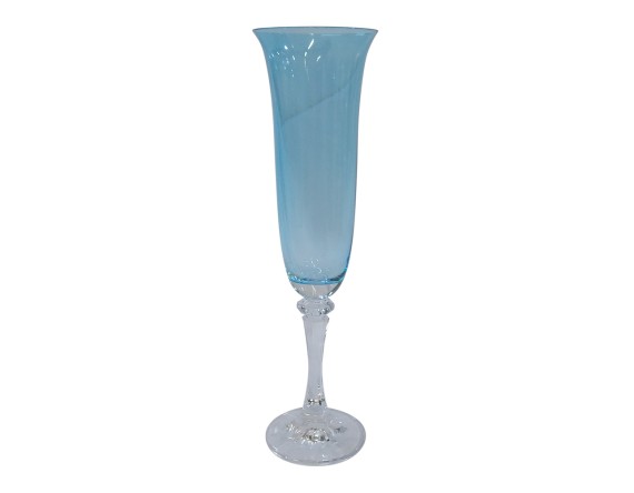 Taça Fluit Cristal Kleopatra Island Blue 120ml Diam.6,5 Alt.23cm 
